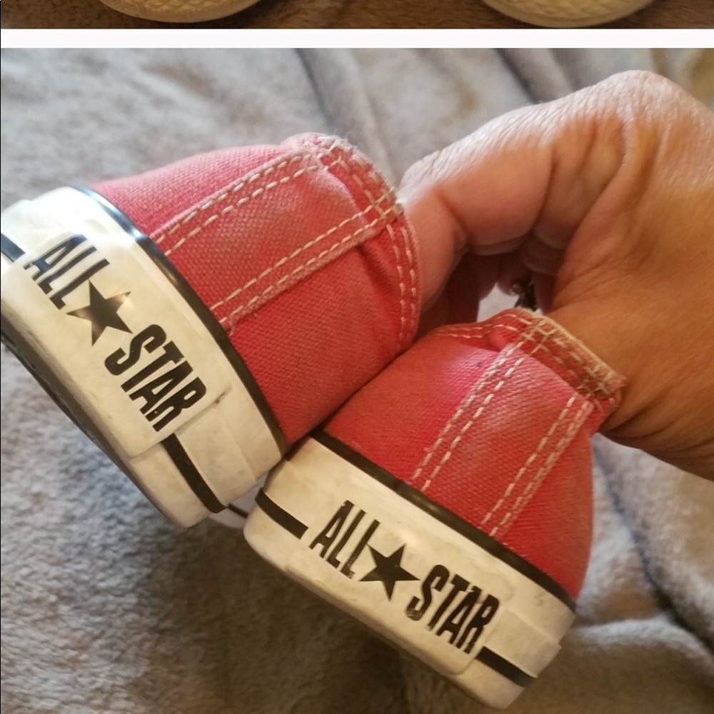 Red Converse low tops